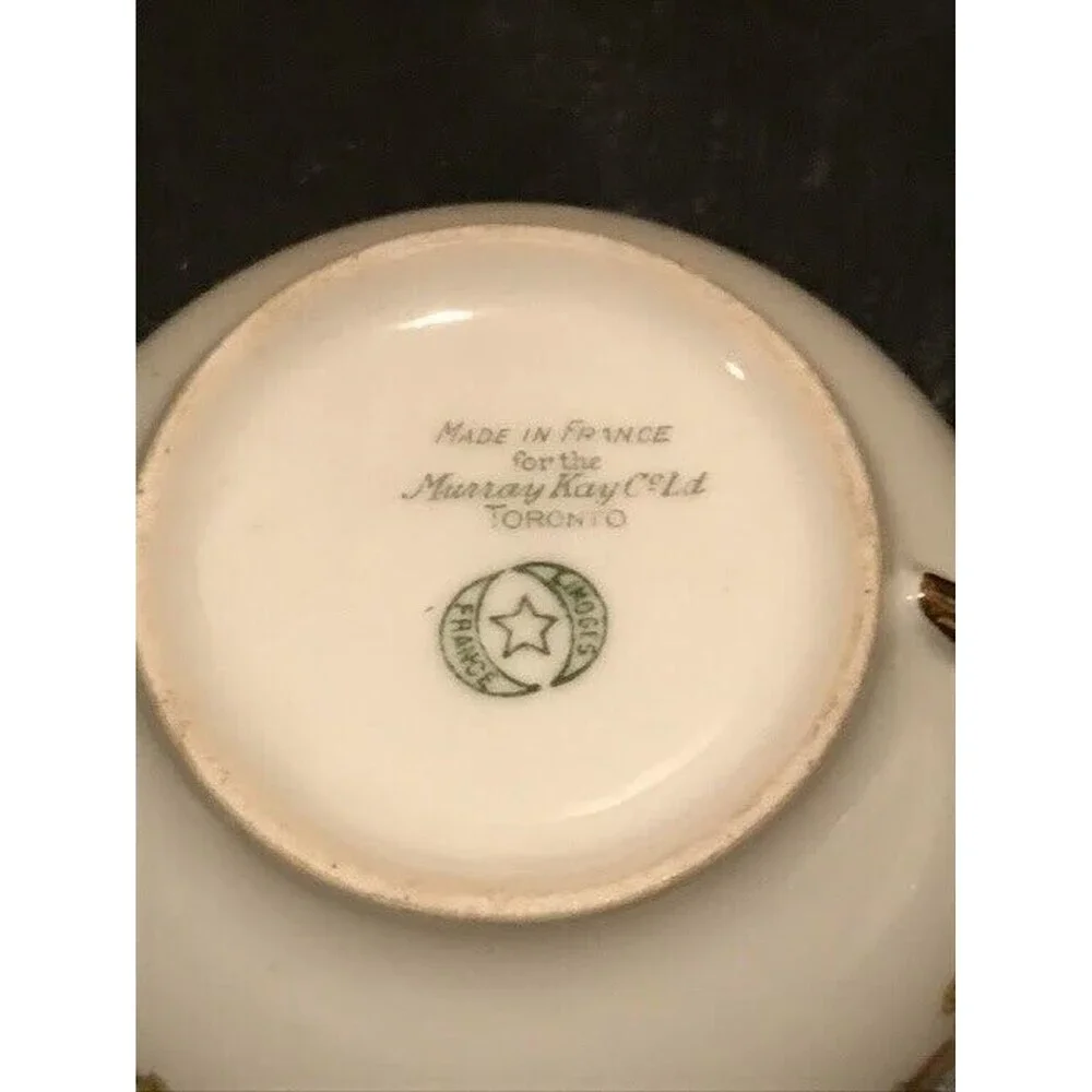 Antique Teacups Limoges France for Murray-Kay Ltd. Toronto purple floral 1930s